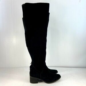 Steve Madden Purly Black Suede Leather Over The Knee Boots Womens 7.5